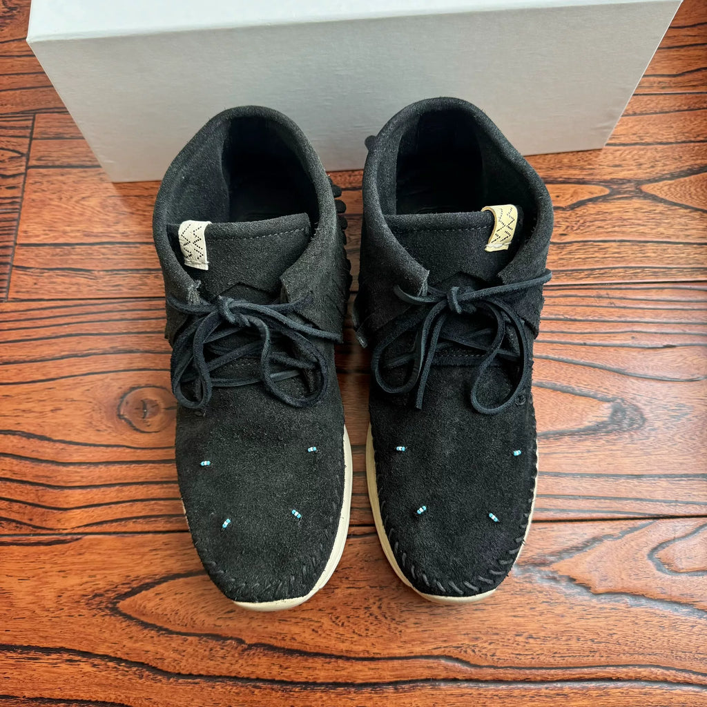 Visvim 18AW Aw Maliseet Shaman Mid Folk Fringe Black Shoes