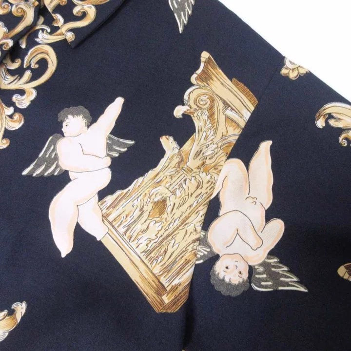 Issey Miyake 1980s Baroque Angel Print Long Sleeve Shirt