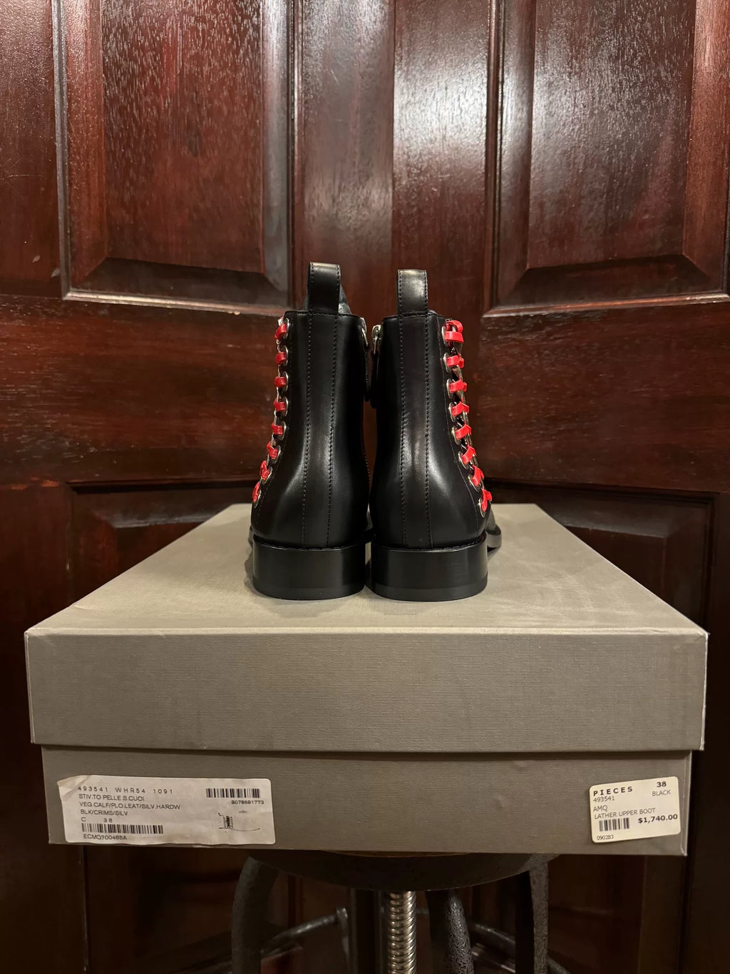Alexander McQueen FW17 Black Chain Lace-Up Boots