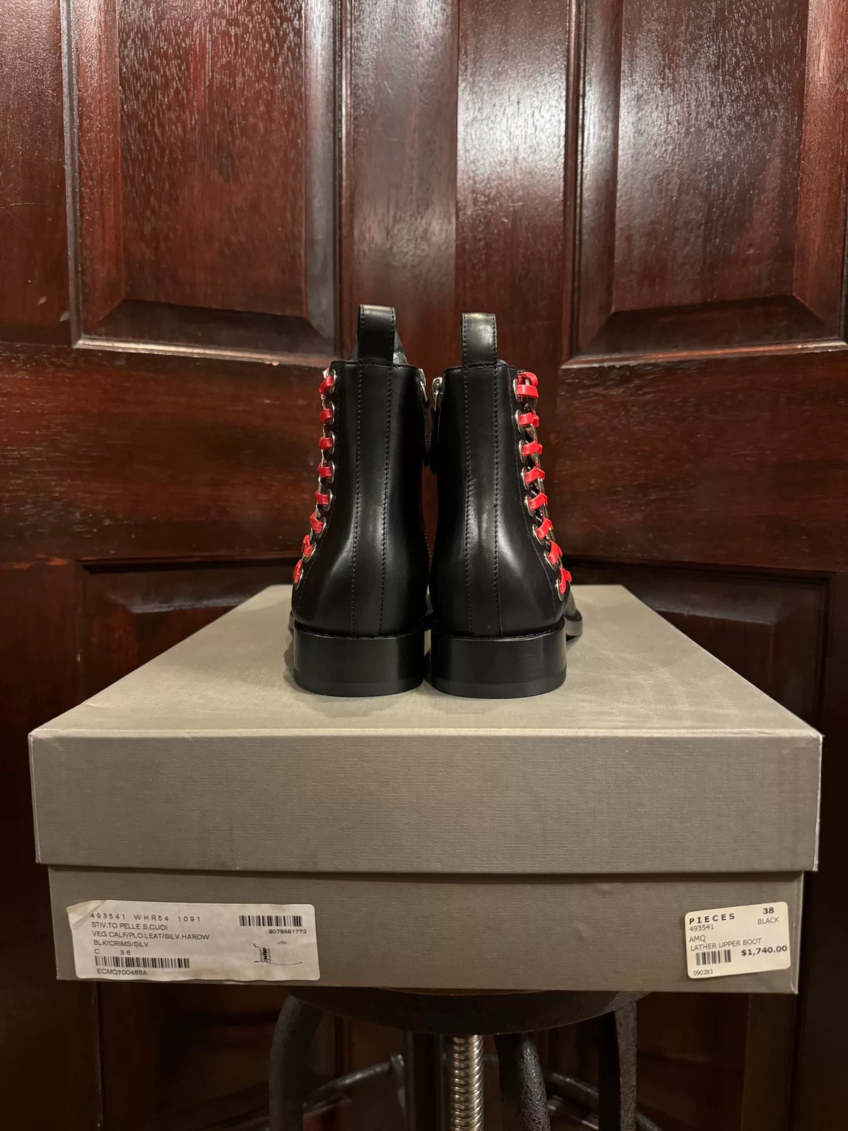 Alexander McQueen FW17 Black Chain Lace-Up Boots
