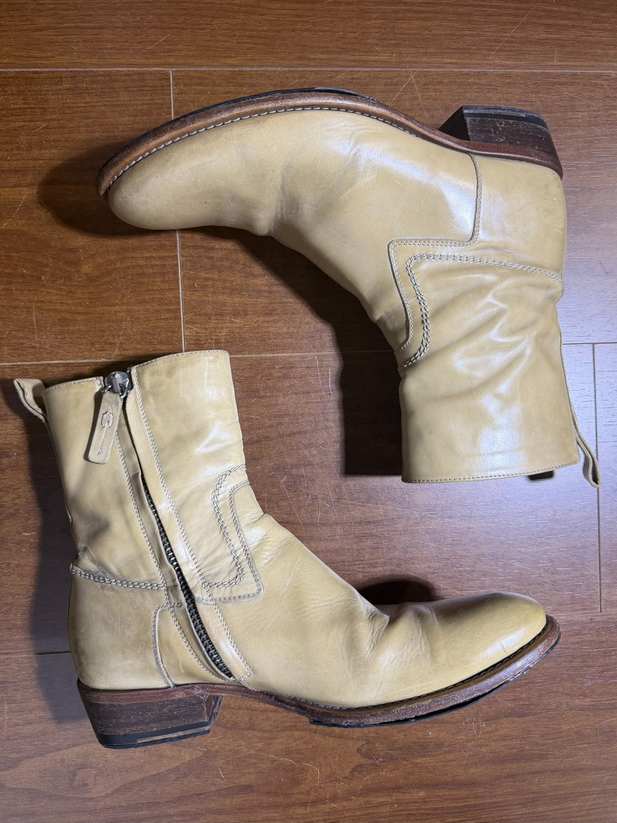 DIOR HOMME 06 CUBAN HEEL ZIP LEATHER BOOTS