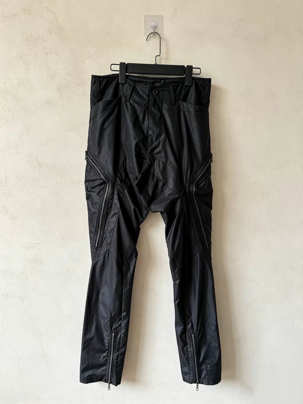 Julius FW22 Dark Vanguard Multi-Zip Coated Polyester Cotton Pants