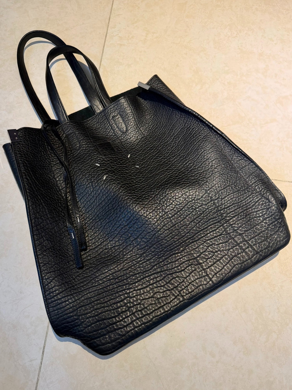 Maison Margiela Silver Buckle Patchwork Leather Handbag