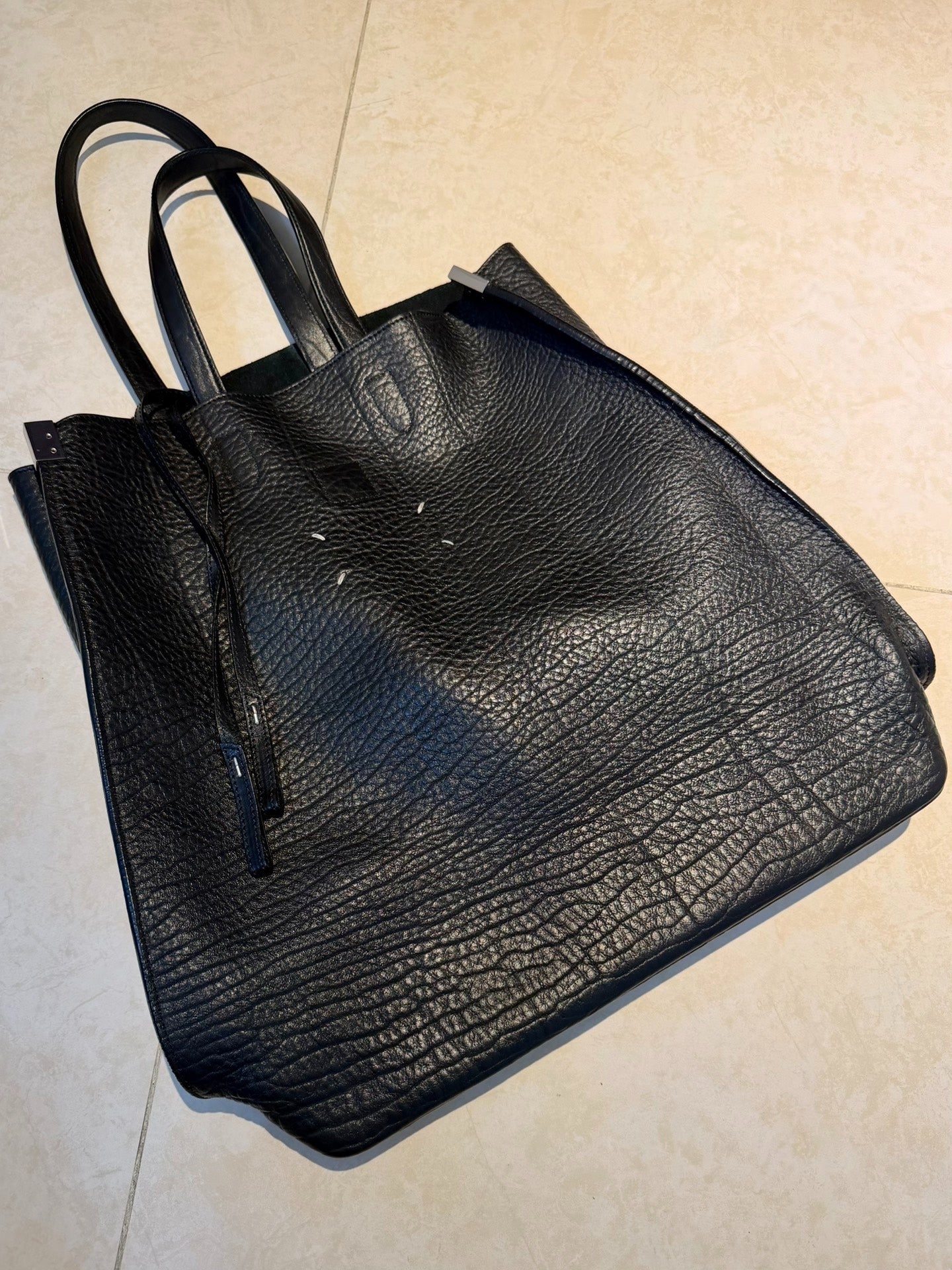 Maison Margiela Silver Buckle Patchwork Leather Handbag