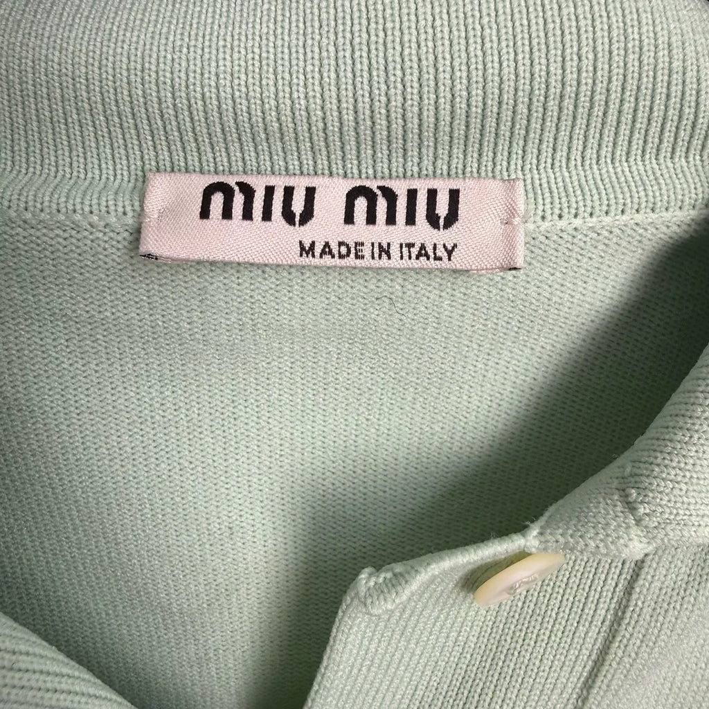 Miu Miu Green Knit Polo Top