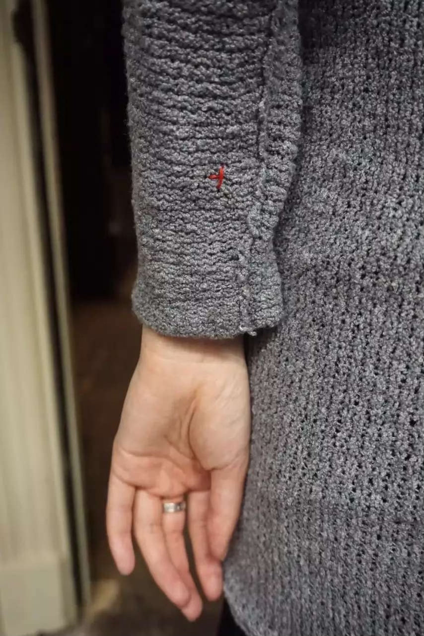 M.A+ SS16 Grey Cross Crew Neck Knit Sweater
