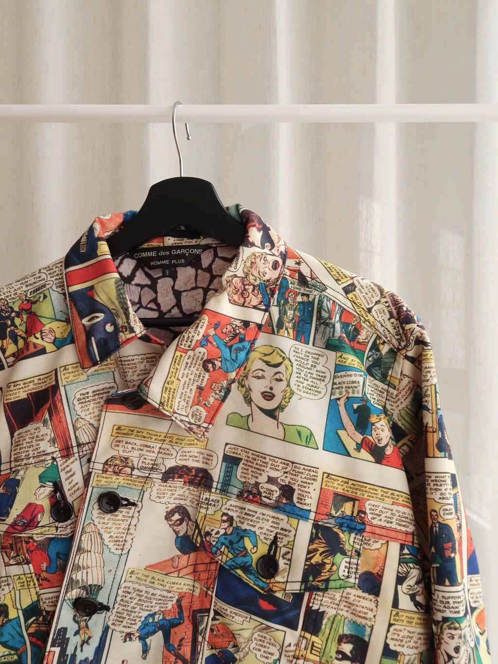 Comme des Garcons Homme Plus AW18 Diagonal Cut Comic Polyester Jacket