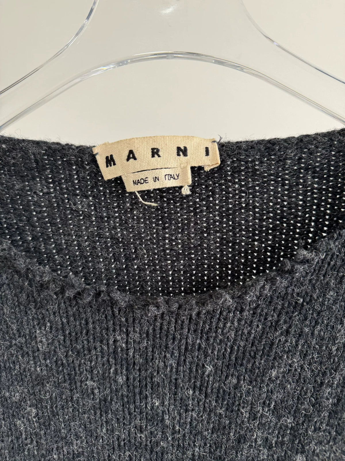 Marni Black Distressed Wool Sweater