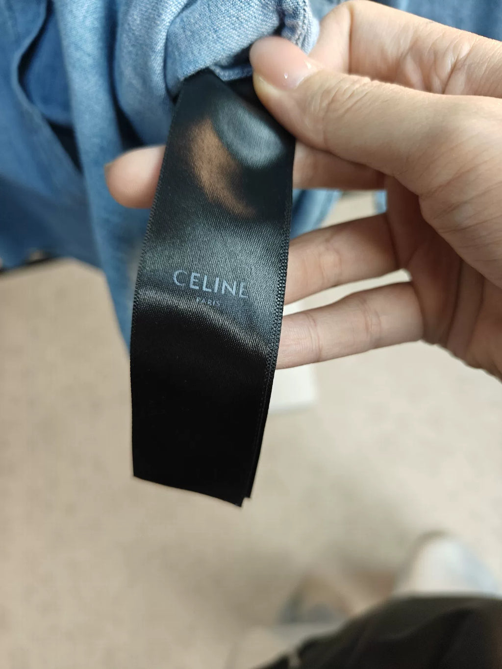 Celine Carriage Embroidery Denim Shirt