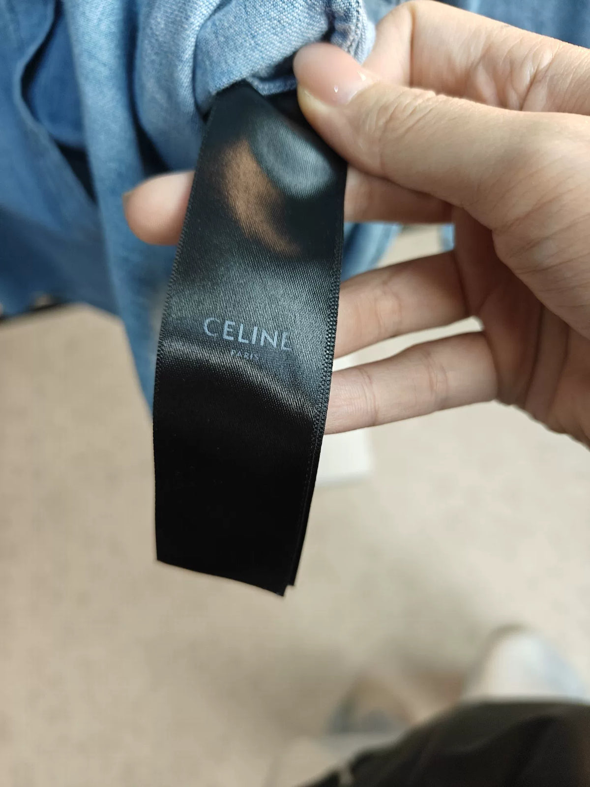 Celine Carriage Embroidery Denim Shirt