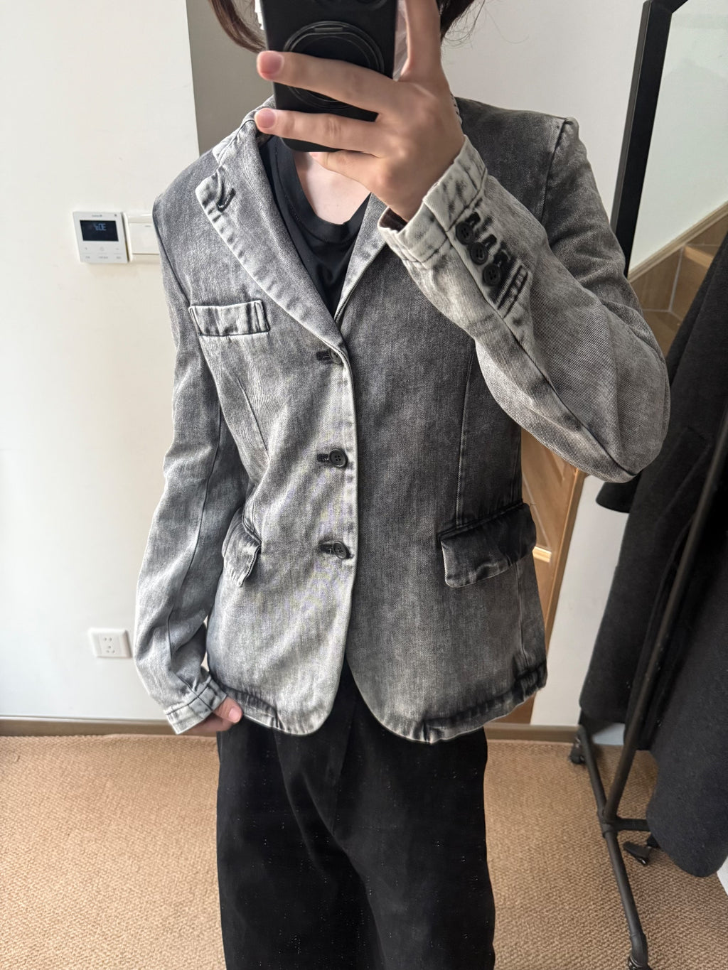 Comme des Garçons Black Washed Grey Denim Suit Jacket