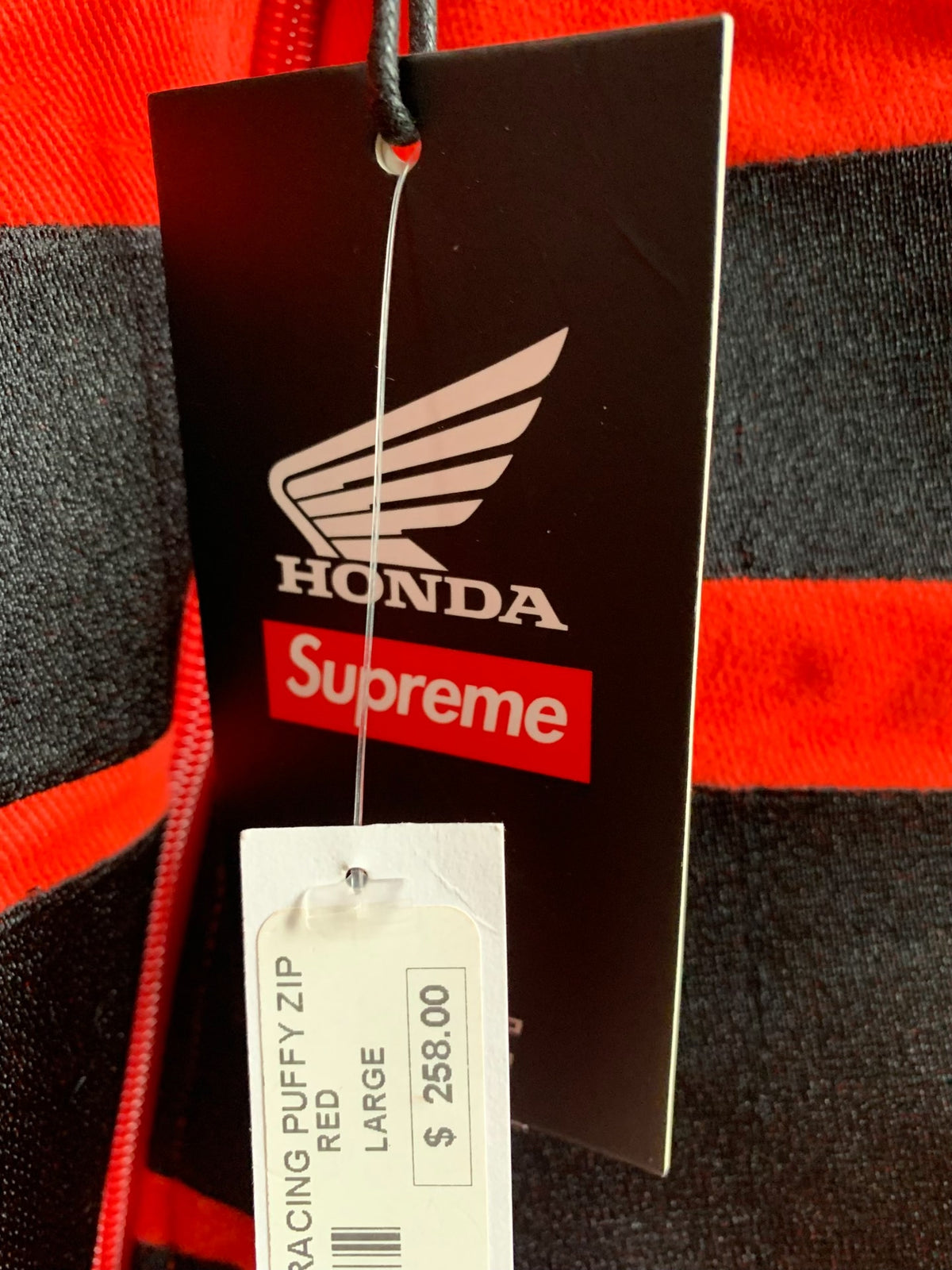 Supreme FW19 Honda Fox Racing Crewneck Red Zip-Up Jacket
