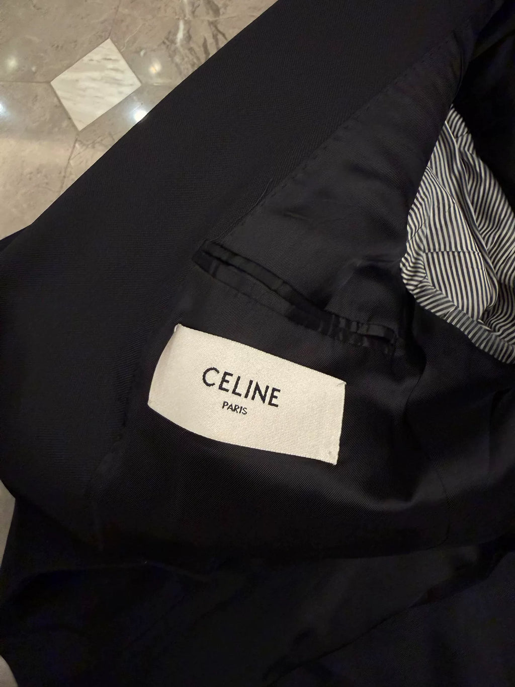Celine SS20 Black Peak-Lapel Double-Breasted Wool Blazer by Hedi Slimane