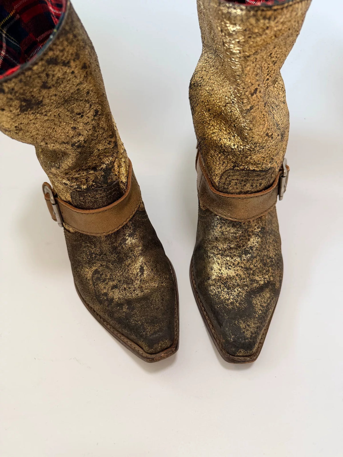 unya Watanabe gold leather boots