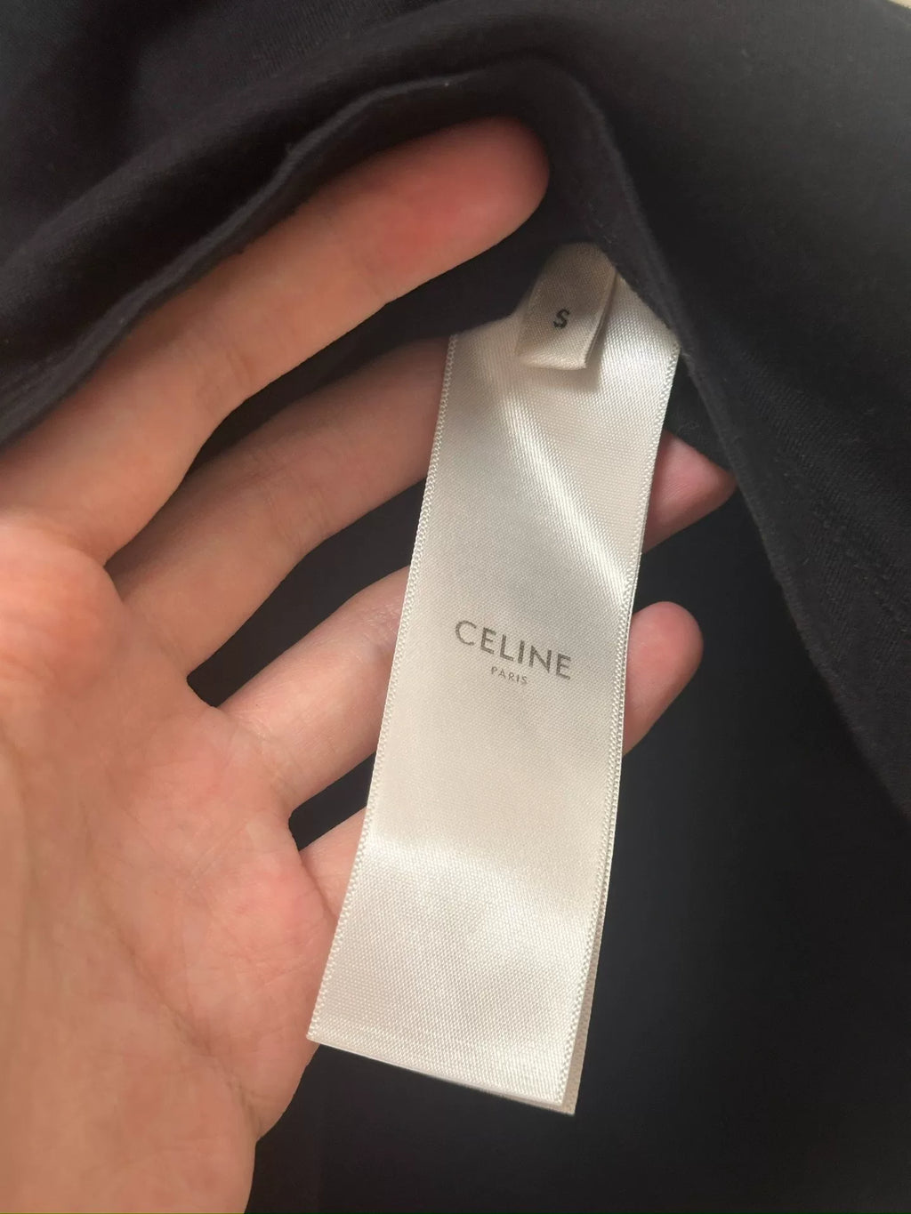 Celine Black Arc de Triomphe Logo Short Sleeve T-Shirt