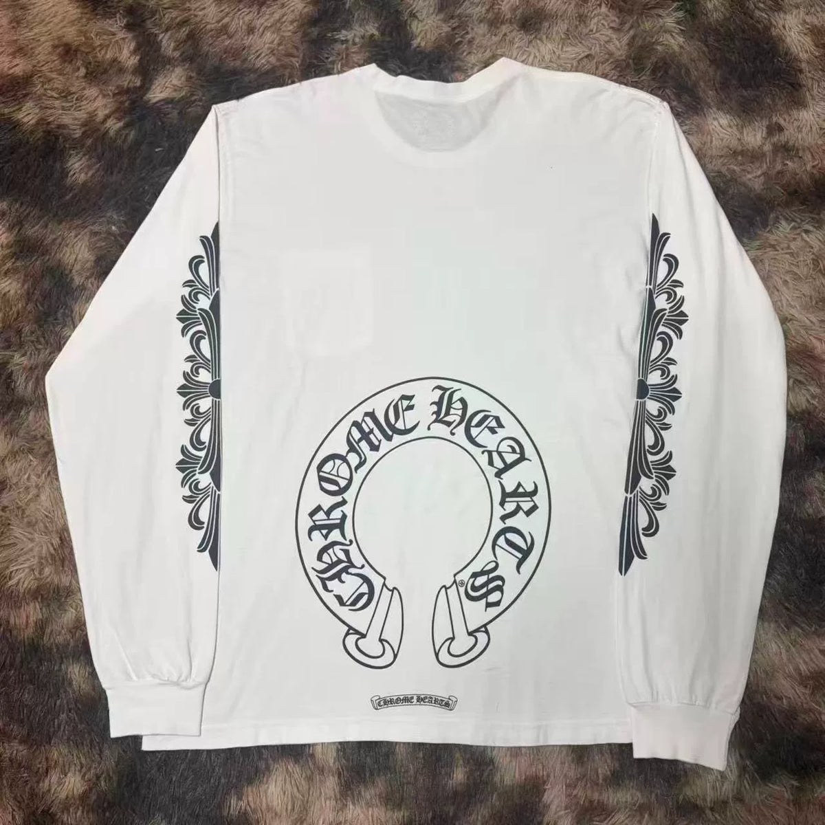 Chrome Hearts White Horseshoe Qilin Arm Long Sleeve Top