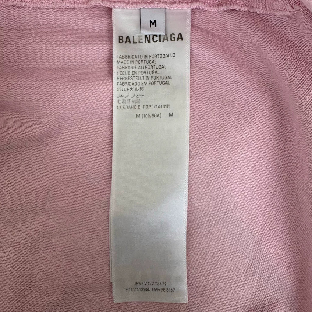 Balenciaga Sakura Pink Letter Wheat Ear Print Short Sleeve Top
