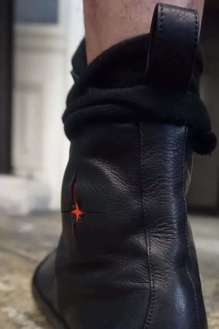 M.A+ Black Double Fold High-Top Leather Sneakers