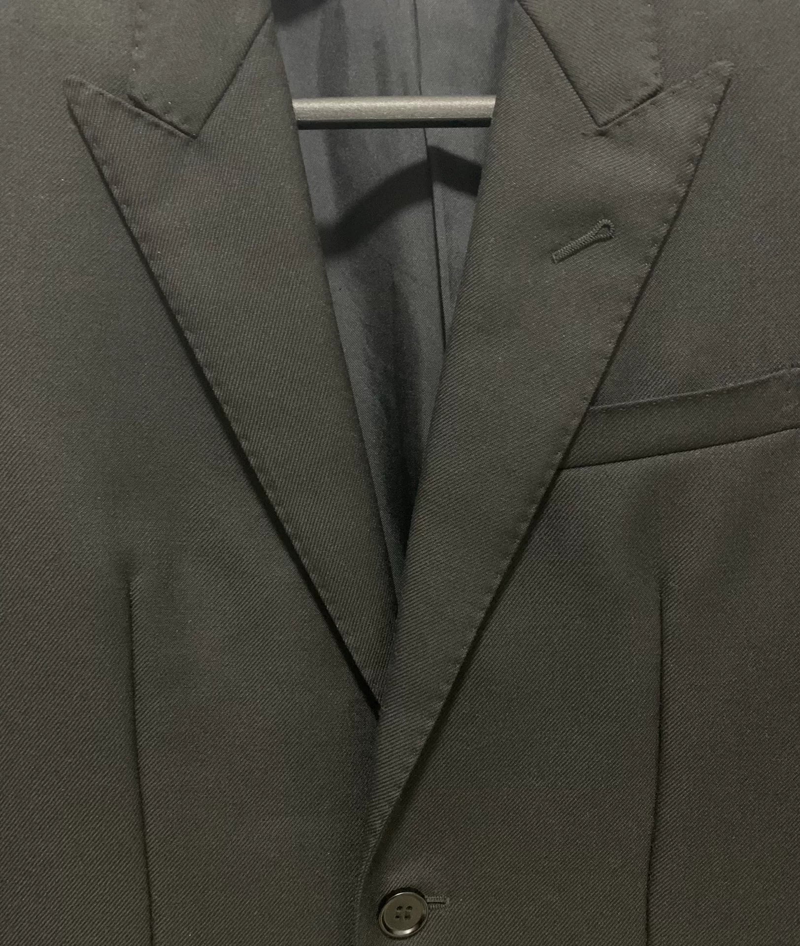 Saint Laurent 15FW Runway Black Contrast Stitching Peak Lapel Suit