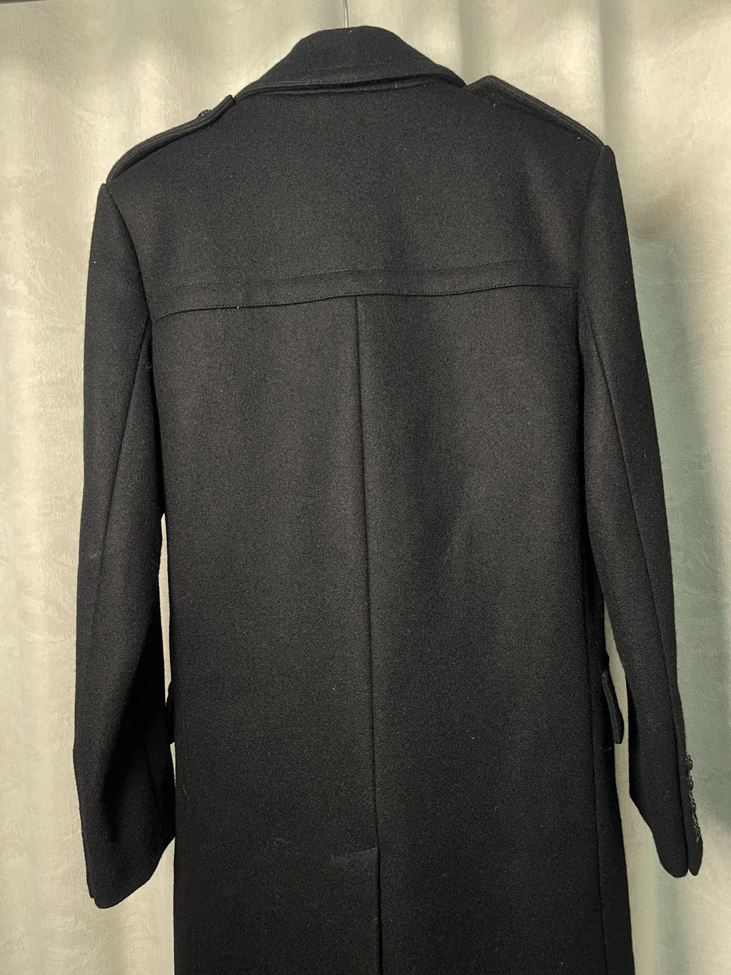 Saint Laurent FW14 Black Wool Anchor Button Double-Breasted Coat