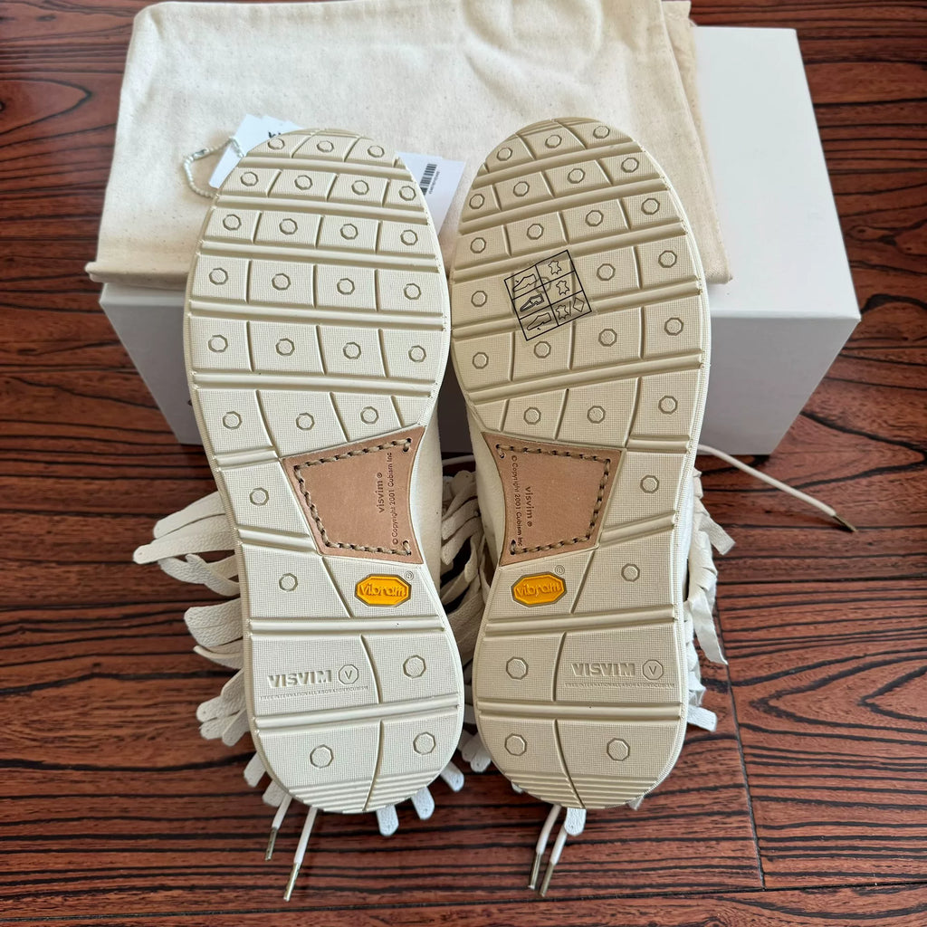 Visvim 23AW Aw Fbt Shaman Folk Fringe White Shoes