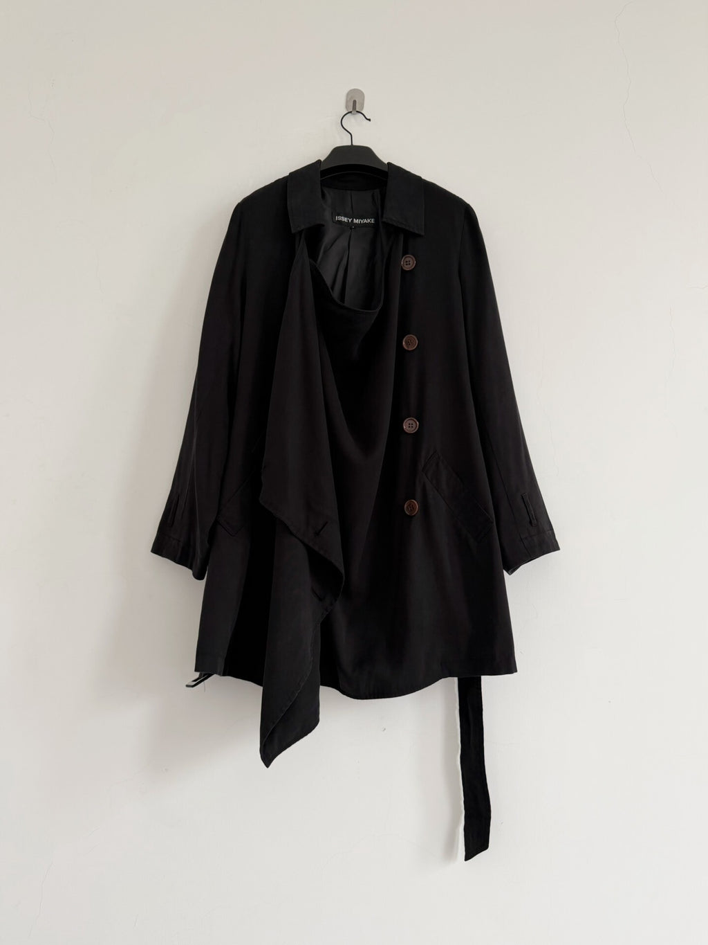 Issey Miyake 2005 main line draped collar trench coat