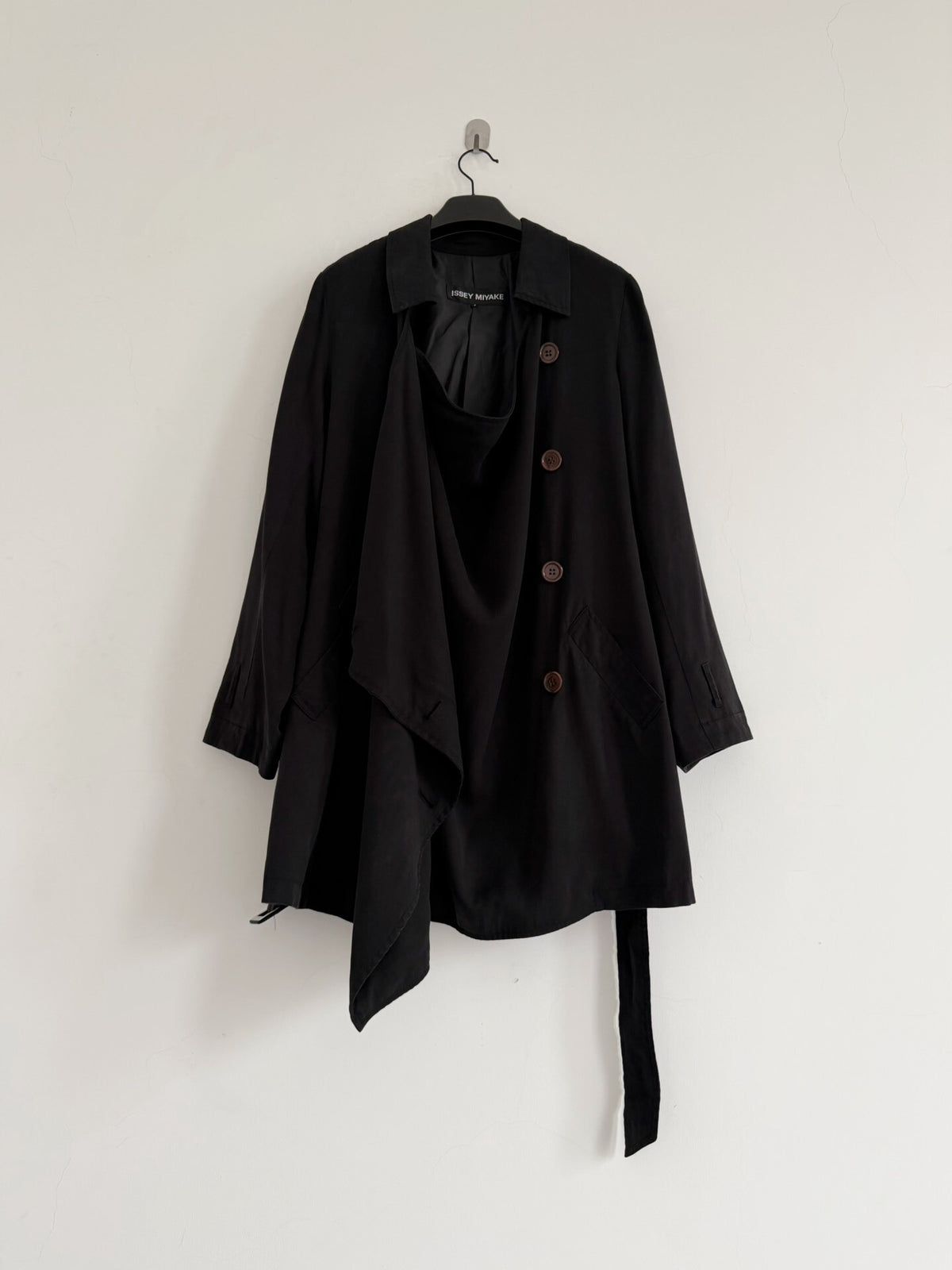Issey Miyake 2005 main line draped collar trench coat