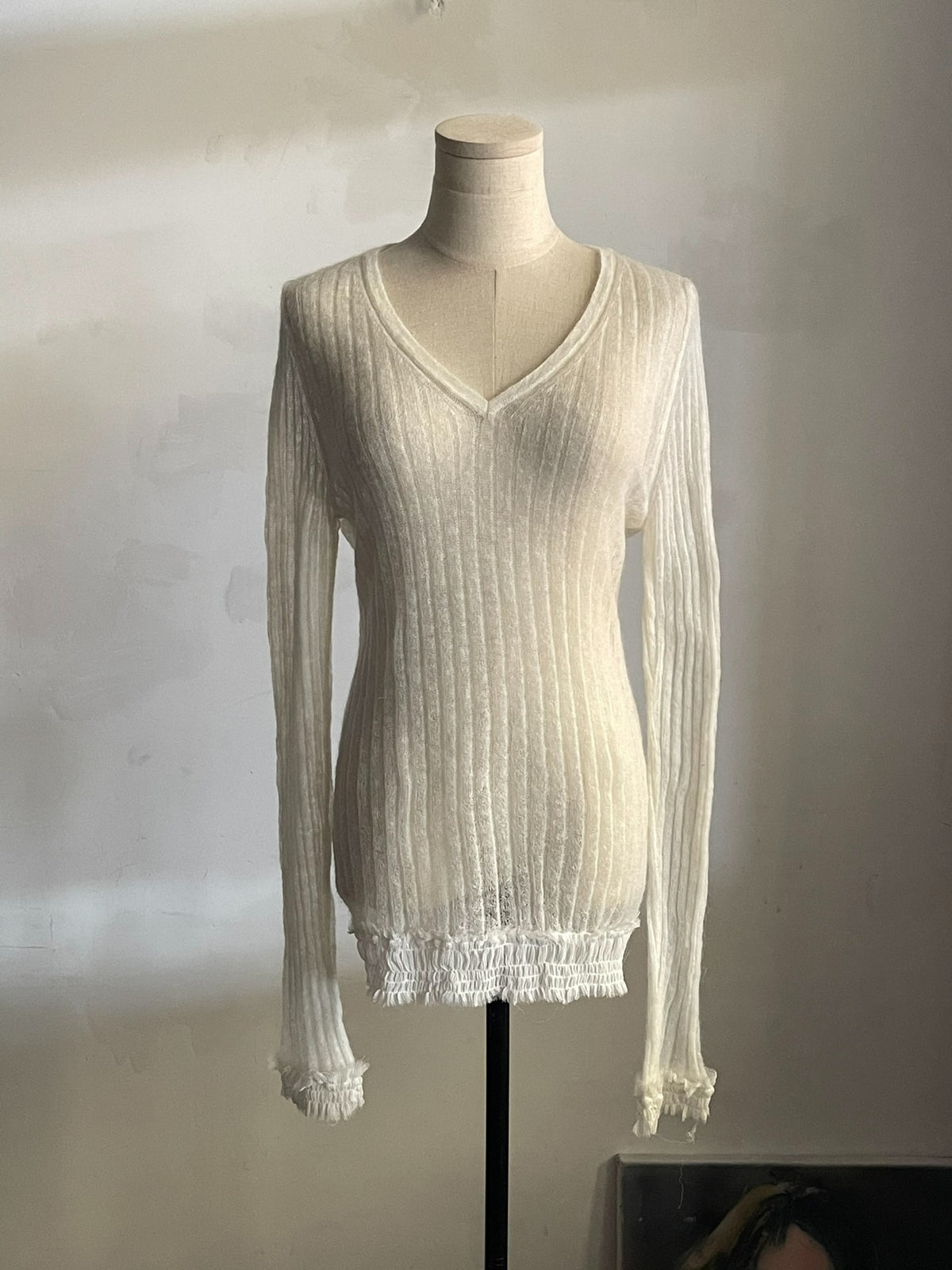 Ann Demeulemeester 'Spider Web White Snow' Mohair Knit Top