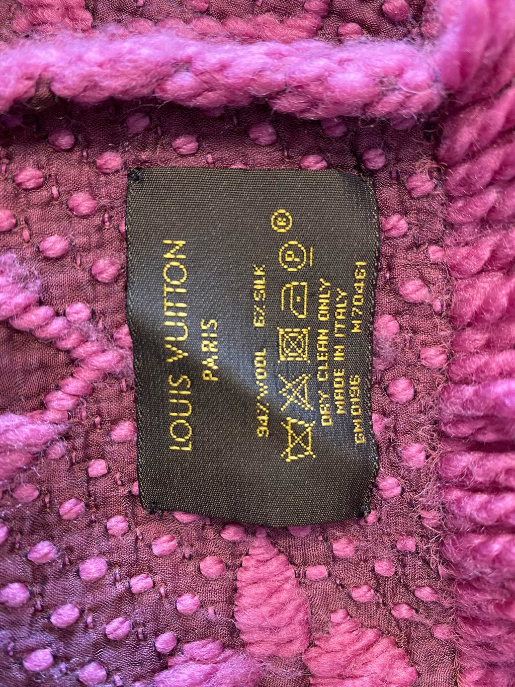 Louis Vuitton Pink Monogram Wool Silk Fringe Scarf