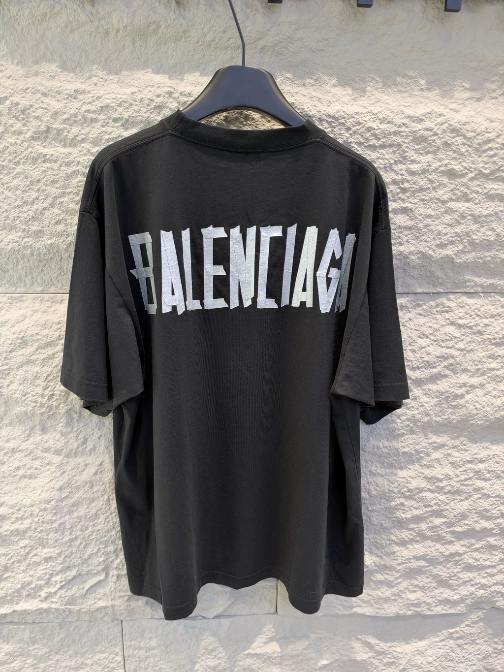 Balenciaga Black 9B Tape Print Short Sleeve T-Shirt