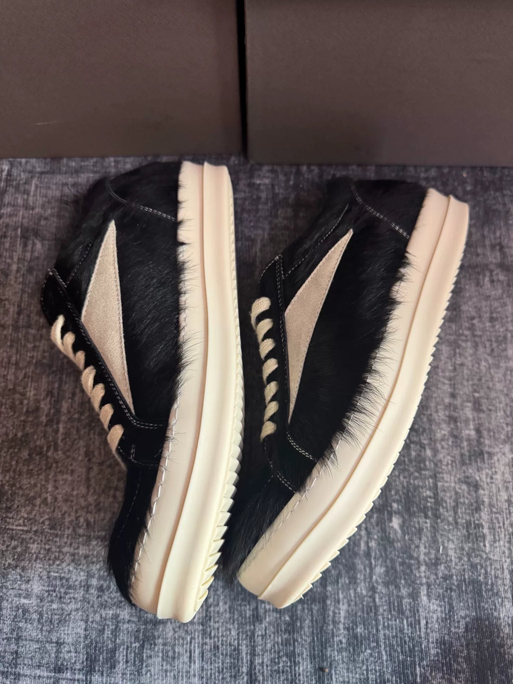 Rick Owens Fur Black Sneakers