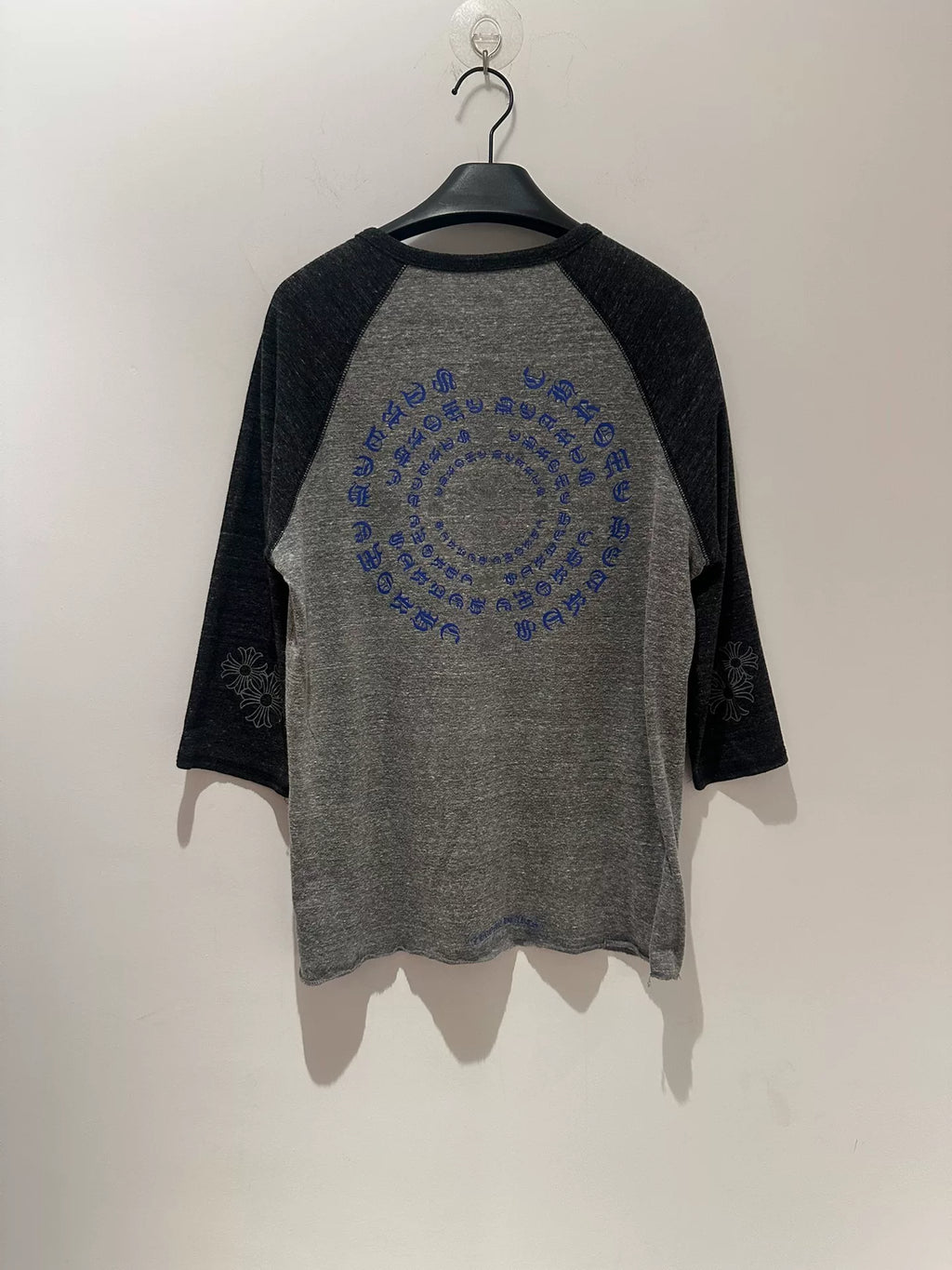 Chrome Hearts Sanskrit Blue Ring Cross Flower 3/4 Sleeve Top