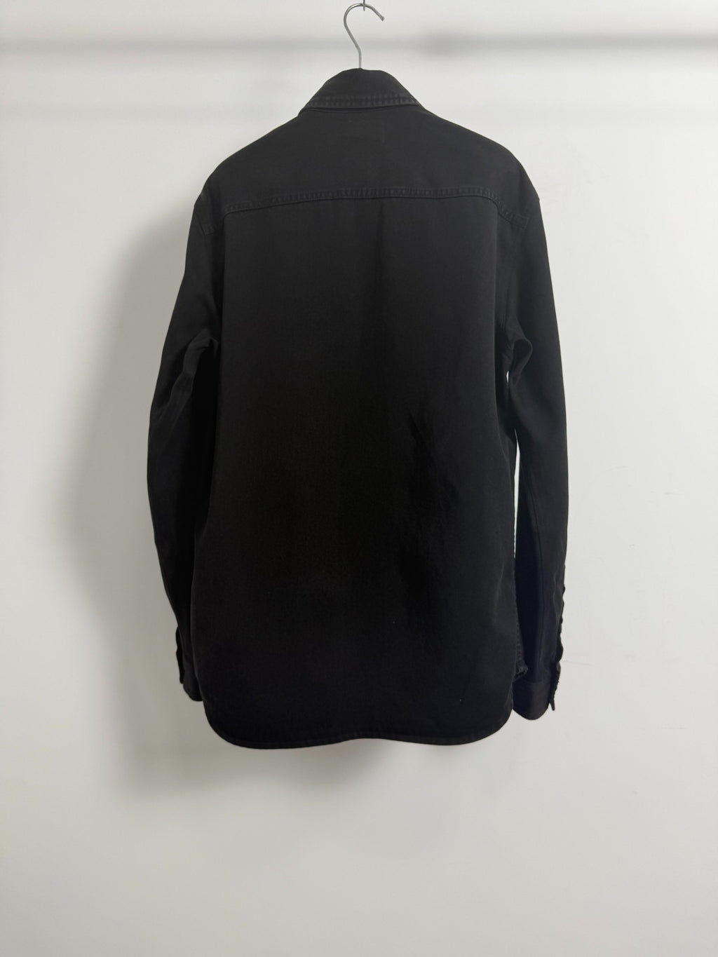 Saint Laurent Slp24fw Embroidered Logo Black Denim Shirt