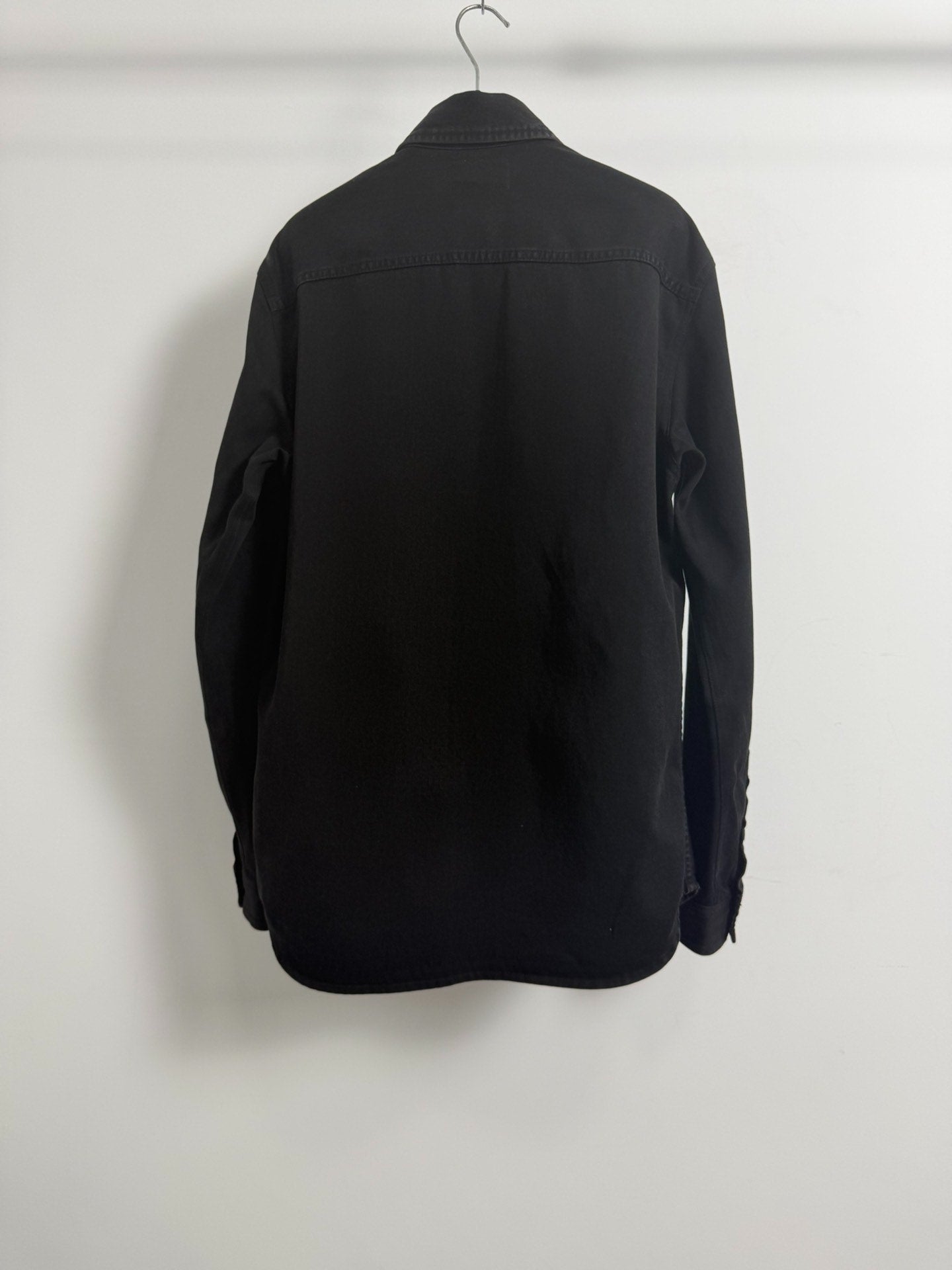 Saint Laurent Slp24fw Embroidered Logo Black Denim Shirt