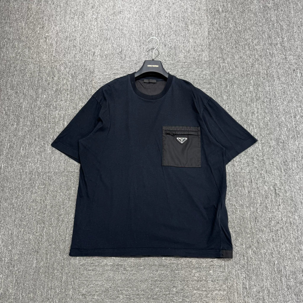 Prada Triangle Logo Pocket Short-Sleeve Top