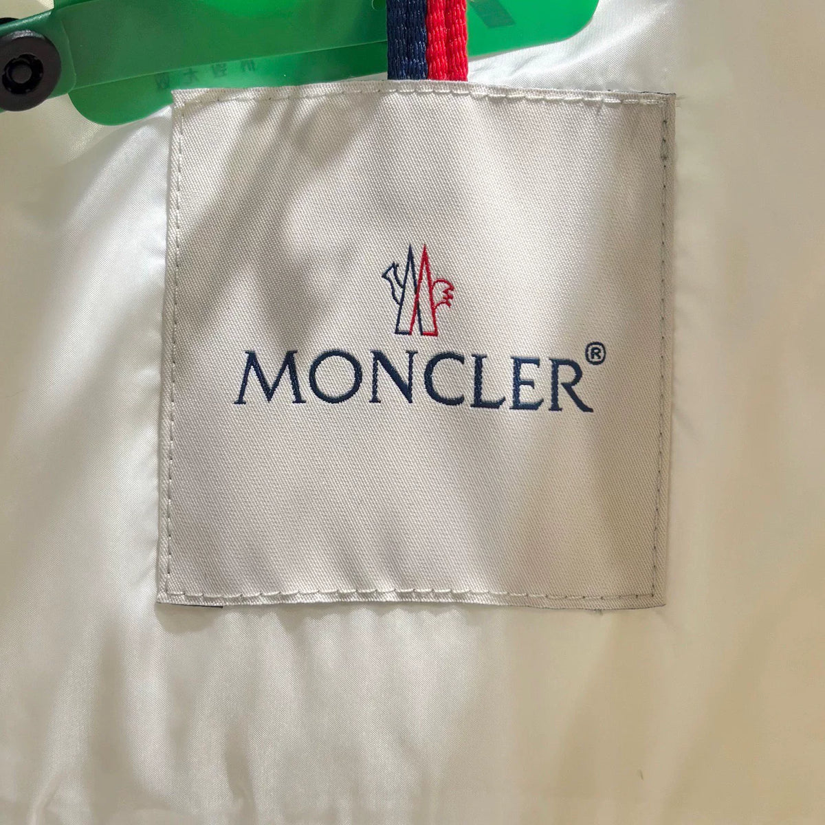Moncler White Contrast Panel Detachable Hood Zip-Up Nylon Down Jacket