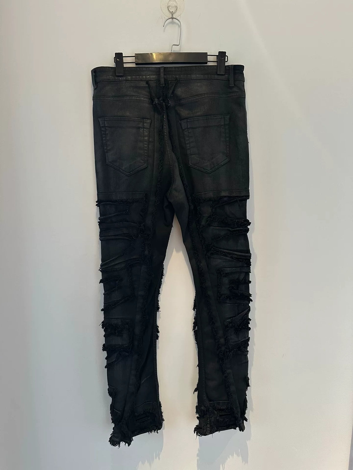 Rick Owens waxed distressed jeans