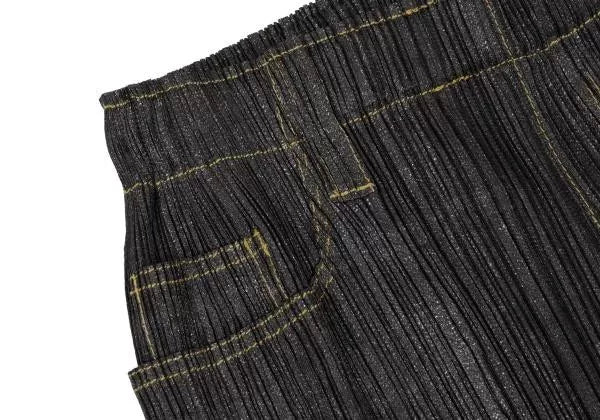 Issey Miyake Vintage Dark Faux-Denim Pleated Pants