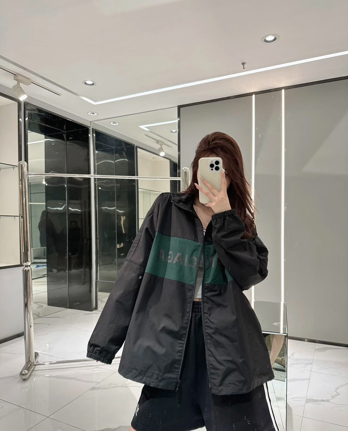 Balenciaga Logo Color-Block Windbreaker