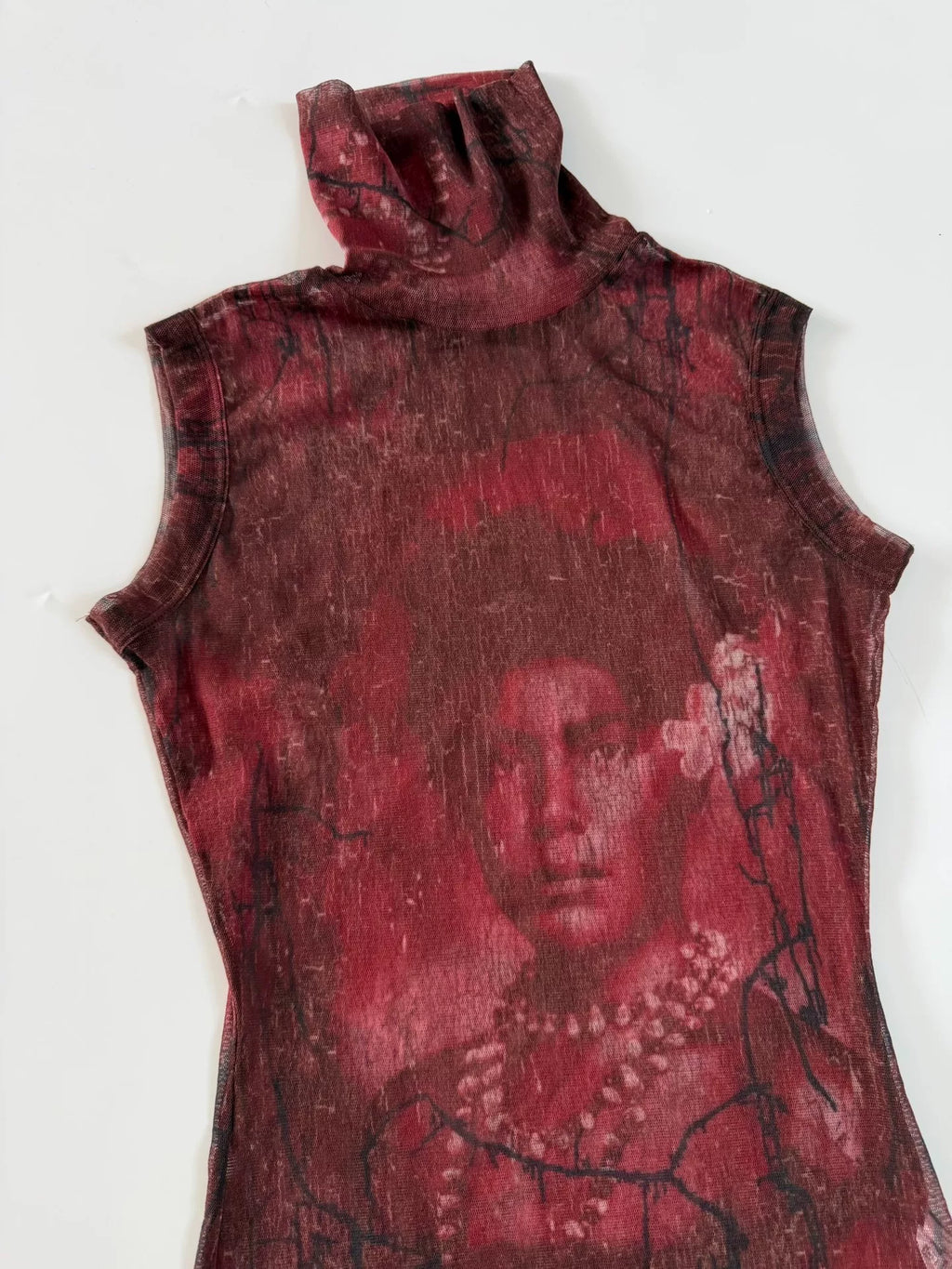 Jean Paul Gaultier Vintage Mesh Portrait Sleeveless Top