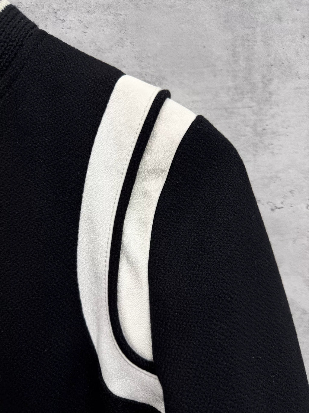 Saint Laurent Black White Color-Block Baseball Jacket