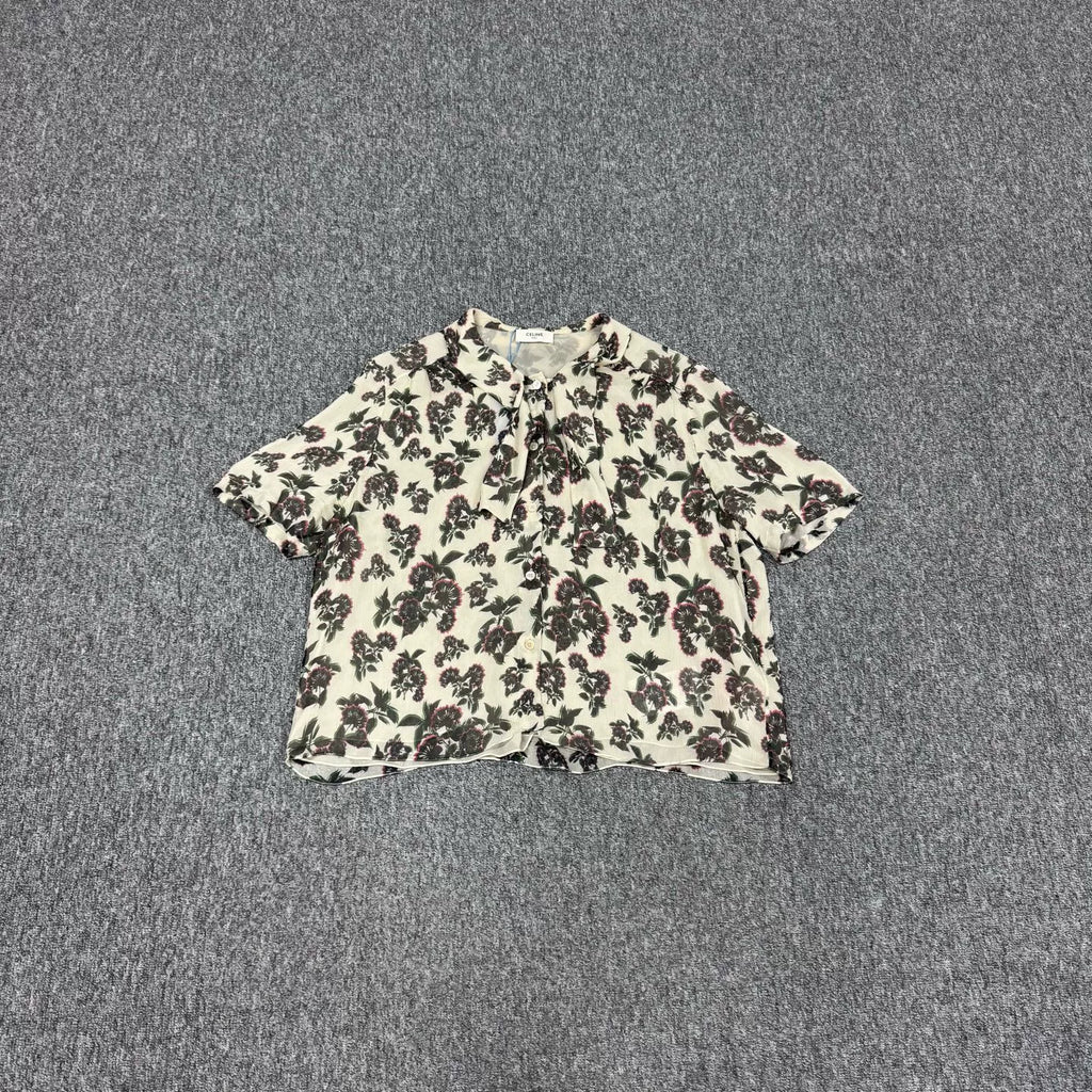 Celine Short Sleeve Top Floral All-Over Print Shirt