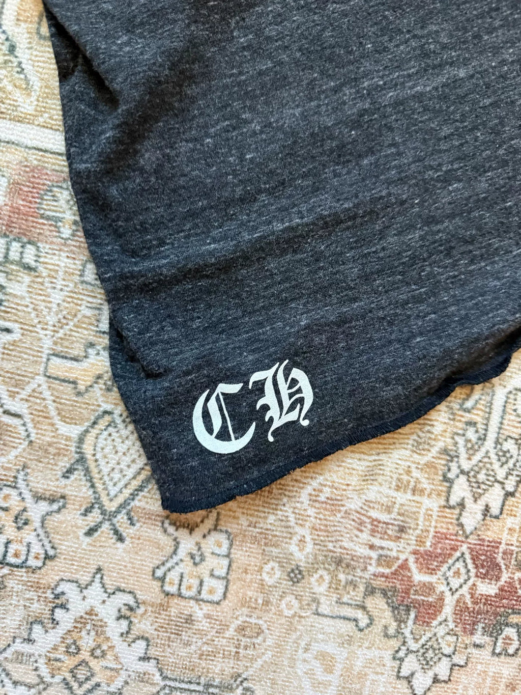 Chrome Hearts Vine Cross Henley Neck 3/4 Sleeve Tee