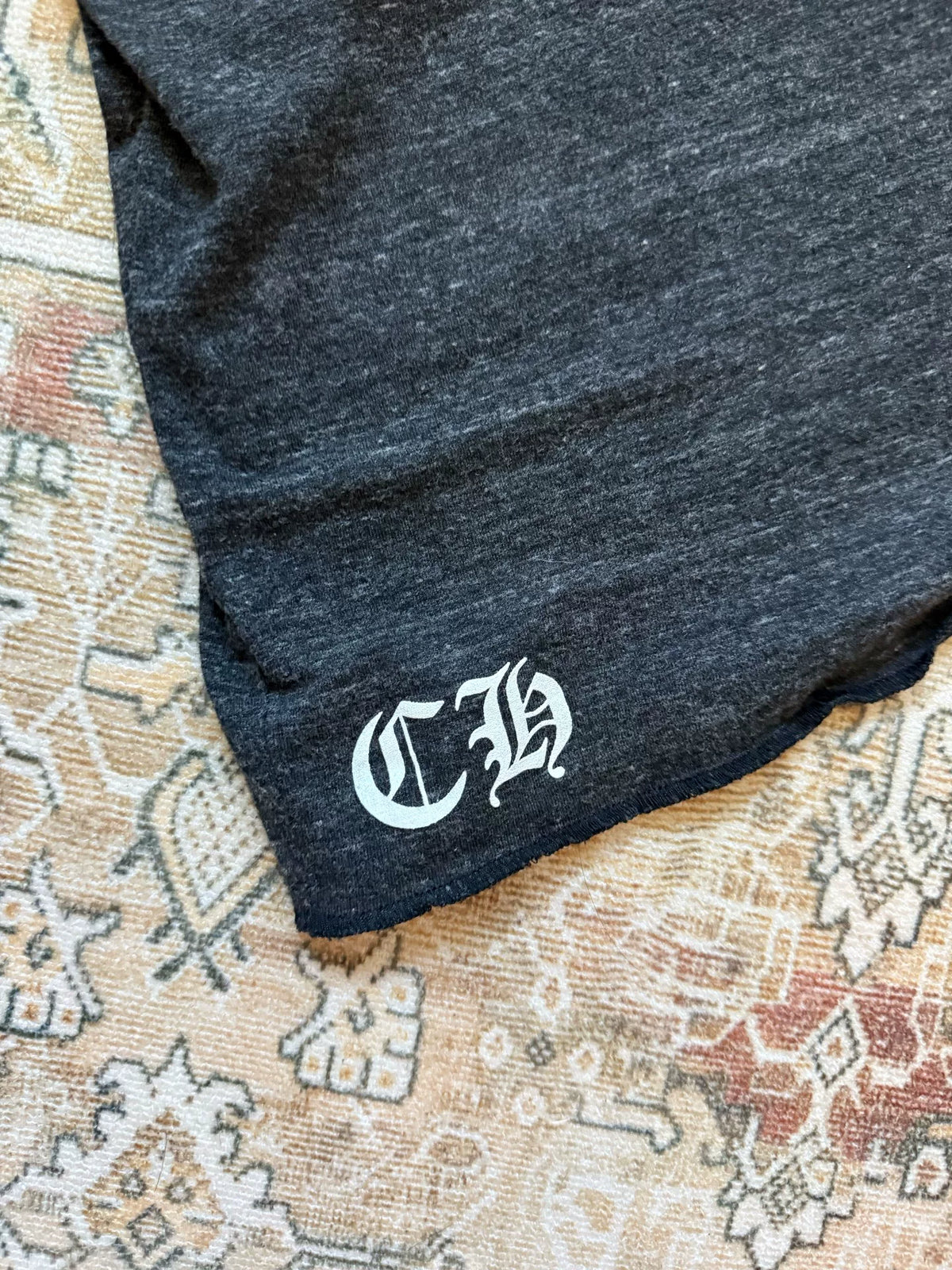 Chrome Hearts Vine Cross Henley Neck 3/4 Sleeve Tee