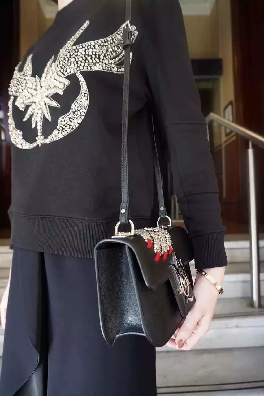 Alexander McQueen FW16 Black Full Crystal Lambskin Shoulder Bag