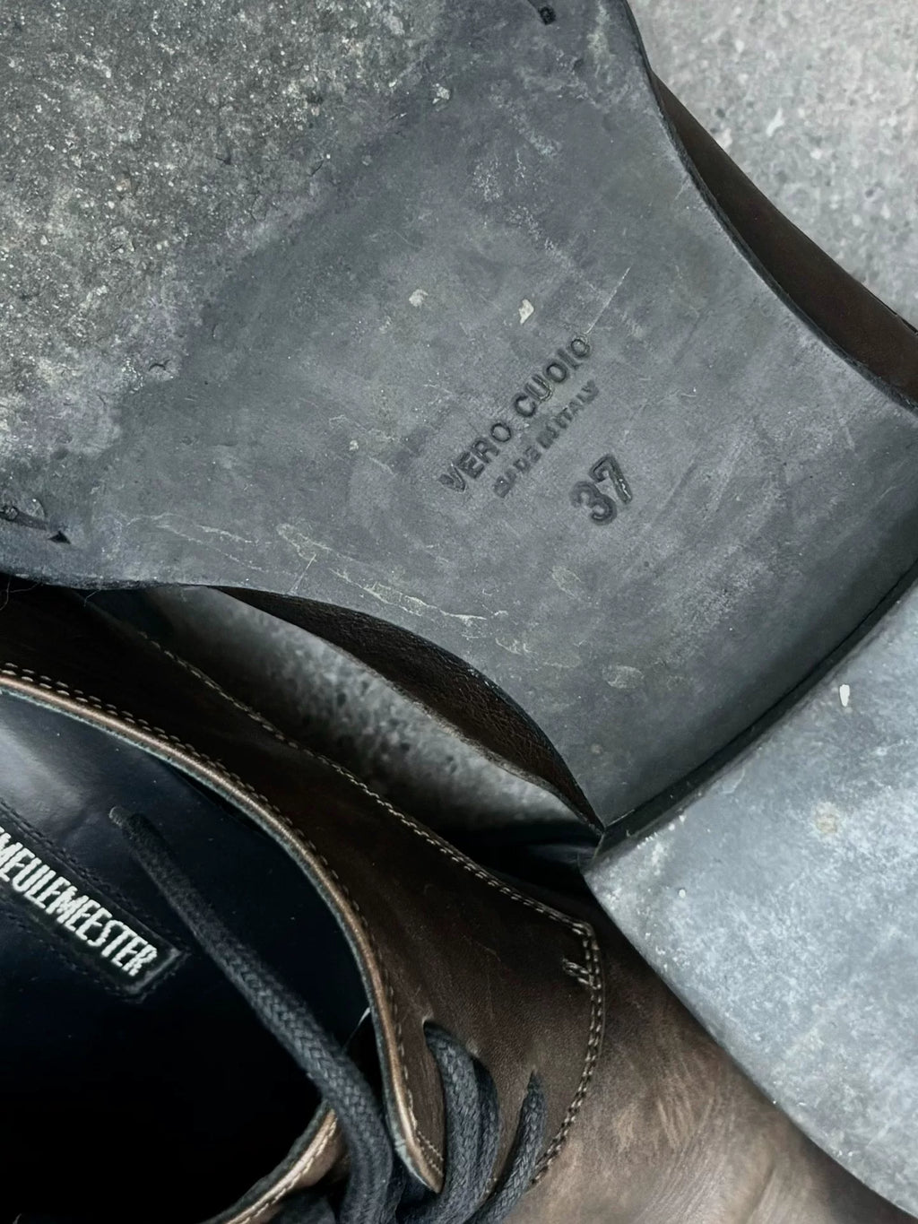 Ann Demeulemeester | Tea-Heart Leather Distressed Derby Shoes