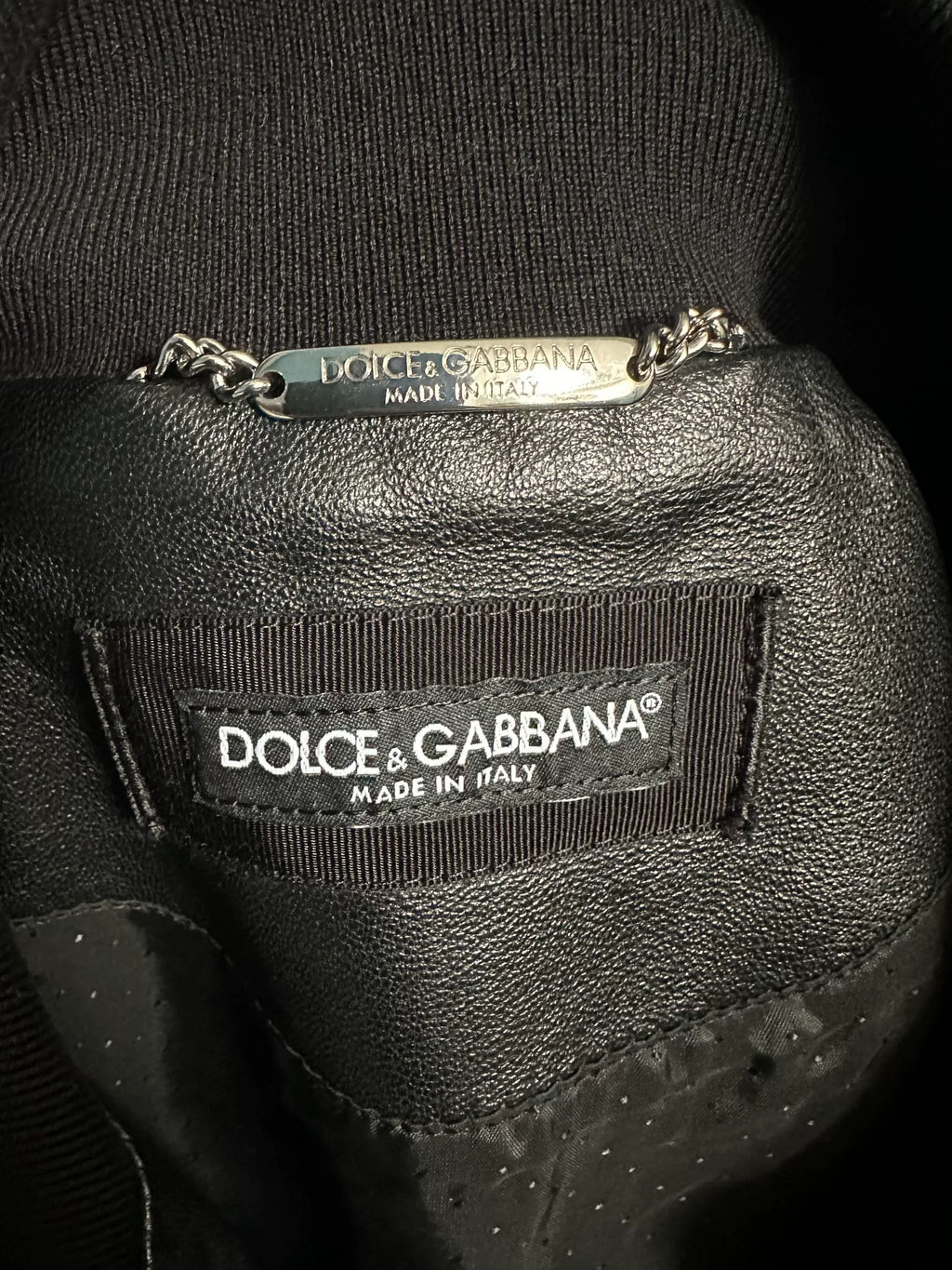 DOLCE & GABBANA multi-pocket leather bomber jacket