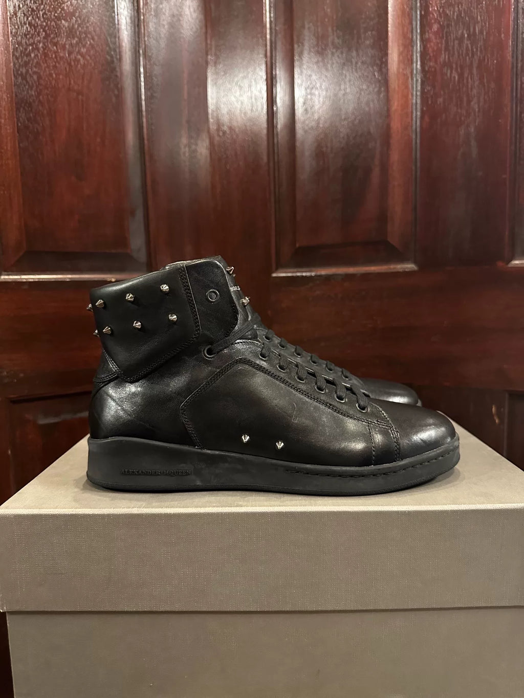 Alexander McQueen SS15 Black Studded Mid-Top Sneakers
