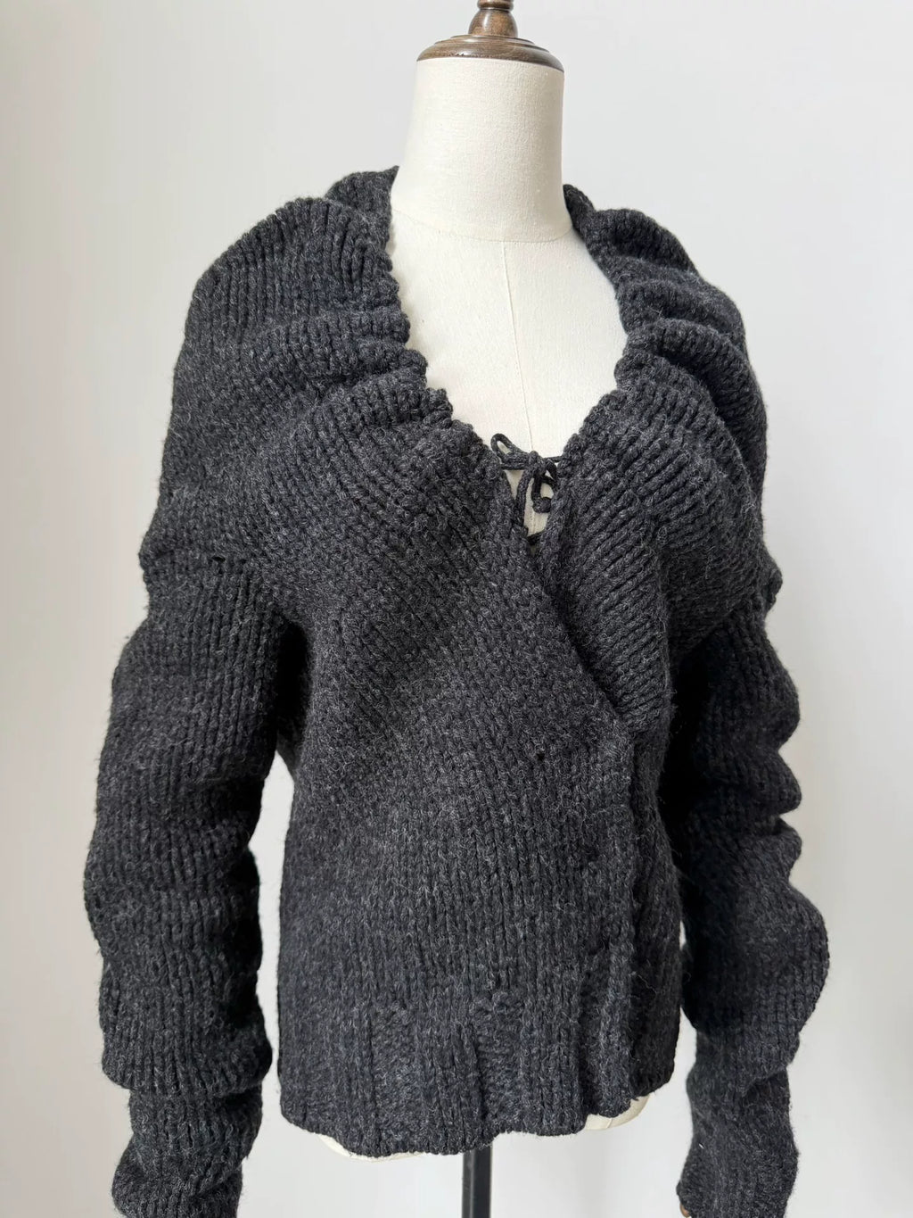 Dries van Noten 2000 Chunky Knit Pullover with Back Neck Stacking Sweater