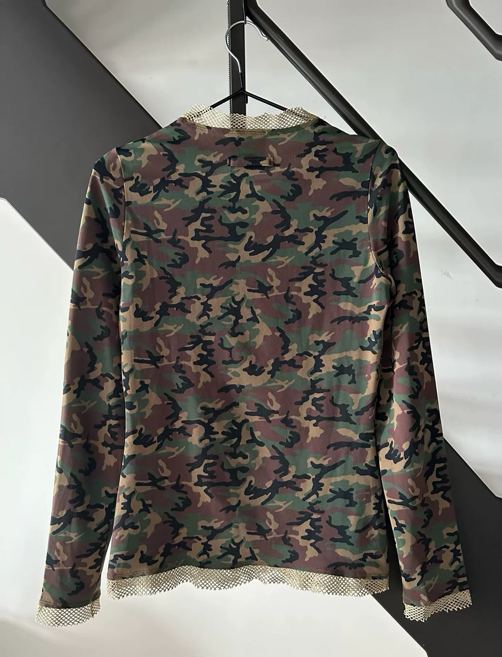 Jean Paul Gaultier JPG Camo Long Sleeve Mesh Top